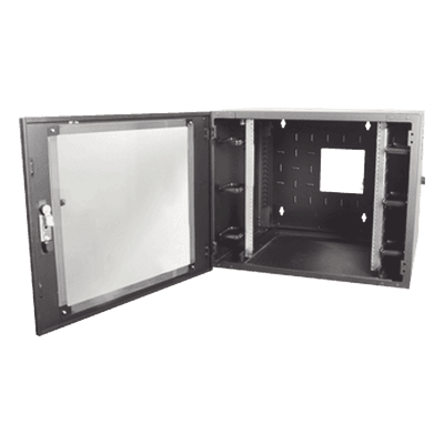 Gabinete de Pared Estándar de 19in, Abatible, de 12 UR, 762 mm de Profundidad, Color Negro