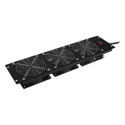 Kit de 3 Ventiladores para Montaje en Rack de 19 in, Alimentación 120 Vca con Plug NEMA 5-15P, 3 UR, Color Negro