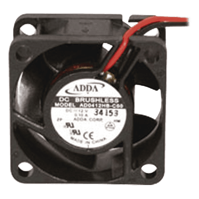 Ventilador Axial, sin Escobillas de 40 X 40 X 20 mm, Rodamiento de Baleros, Cables de 30 cm, 12 Vcc, 100 mA, 8.8 CFM.