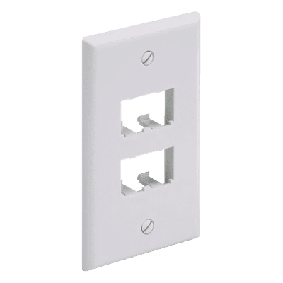 Placa de Pared Vertical Clásica, Salida Para 4 Puertos Mini-Com, Color Blanco Mate