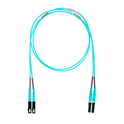 Jumper de Fibra Optica Multimodo 50/125 OM3, LC-SC Duplex, OFNR (Riser), Color Aqua, 15 Metros (49.21 Pies)