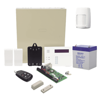 Kit de panel de alarma VISTA-48 con teclado-receptor 6160RF, sensor de movimiento y contactos inalámbricos, y control remoto