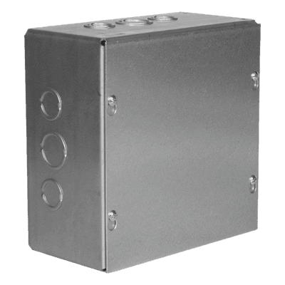 Caja Extra Grande 12"x12"x 4"/ Profundidad 4"/Entradas Laterales - Finales 2 Entradas de 1/2"- 3/4", 2 Entradas de  3/4" - 1" y 2 Entradas de 1"- 1 1/4" / Incluye tapa.
