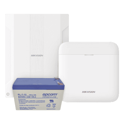(AXPRO) KIT  de alarma AX PRO conversión de zonas cableadas a inalámbricas / Incluye: 1 Hub con Batería de respaldo/ 1 Expansor de 16 zonas cableadas / 1 Batería de respaldo 12Vcc a 7 Amp/ Compatible con Hik-Connect P2P 