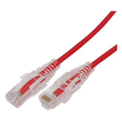 Cable de Parcheo Slim UTP Cat6A - 1 Metro (3.28 Pies) Rojo, Diámetro Reducido (28 AWG)