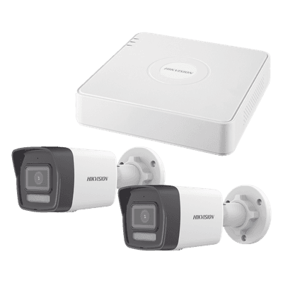Kit IP 1080p (2 Megapixel) / NVR de 4 Canales con 4 Puertos PoE / 2 Cámaras Bala IP con Microfono Integrado / ColorVu Lite y ACUSENSE Lite