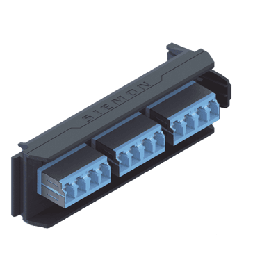 Placa Acopladora LightVerse, 6 Conectores Dúplex LC/UPC Shuttered, Acepta hasta 12 Fibras Monomodo