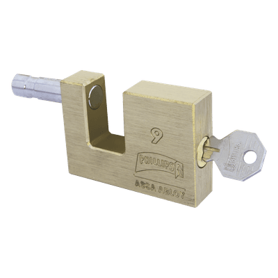 Candado para Cortina Metálica # 9 / Llave PH-52 para 5 pernos de combinación / Cuerpo de Latón.