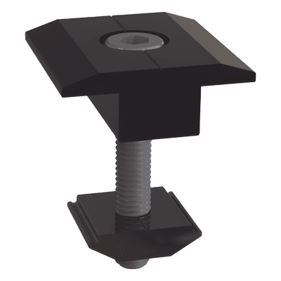 Sujetador Intermedio 30 mm para montaje de paneles solares en riel 5 Y 8 con anodizado negro