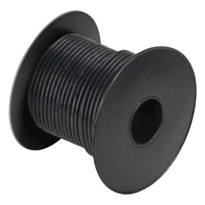 Rollo de cable grado marino calibre 12 en color negro de 100 pies (30.48 m).