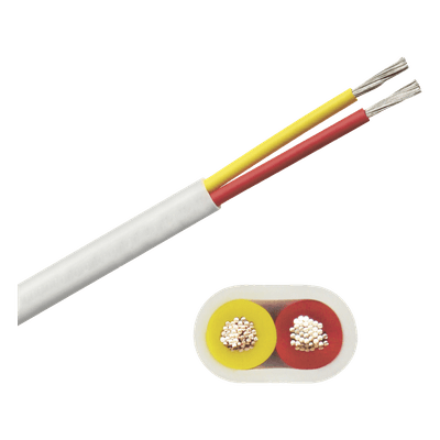 Rollo de cable plano grado marino calibre 14, de 2 conductores (rojo y amarillo) de 100 pies (30.48 m).