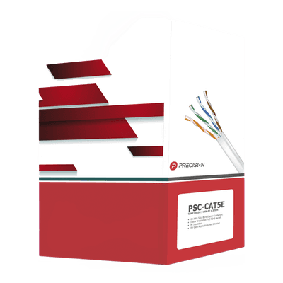 Bobina de Cable de UTP de 4 Pares Cat5e de 305 Metros (1000 Pies), 100% Cobre, PVC ROHS, Color Gris, 24 AWG, Uso en Interior, Para Aplicaciones de Voz, Datos y Video