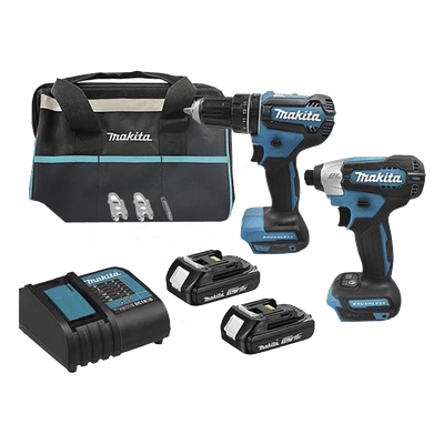 Kit de Rotomartillo Atornillador DHP485Z + Atornillador de Impacto DTD157Z, incluye 2 Baterías BL1815N, 1 Cargador DC18SD y Maleta de lona.
