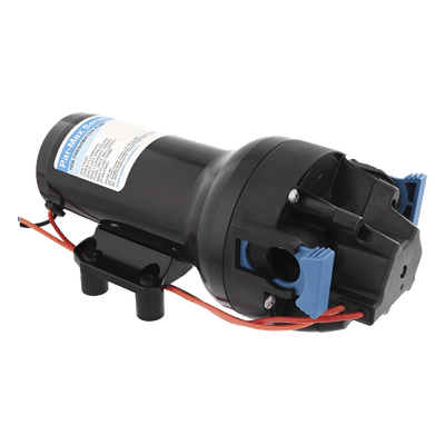 Bomba controlada por presión Par Max 6 para trabajo pesado a 24 Vcd, caudal de 6 GPM, presión máxima 40 psi, para manguera de entrada con orificio de 38 mm (1½”), manguera de descarga con orificio de 25 mm (1”)