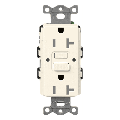 Contacto GFCI Claro 15 A/125 V con autoprueba y protección contra manipulación, color biscuit