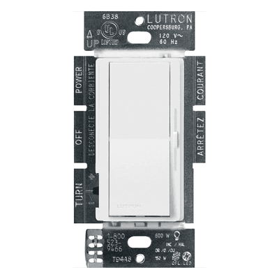 Atenuador de pared Diva C·L, un polo o 3 vías, para LED/CFL (150 W) o incandescente/halógena (600 W), color blanco nieve