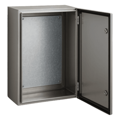 Gabinete de Acero Inoxidable IP66 Uso en Intemperie (600 x 800 x 300 mm) con Placa Interna Galvanizada.