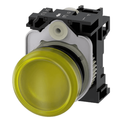 Lampara de señalización plástica con led color Amarilla, 24Vca-Vcd