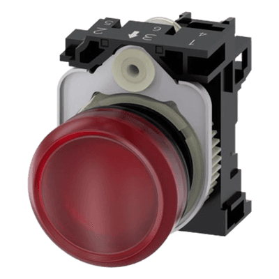Lampara de señalización plástica con led color Roja, 24Vca-Vcd