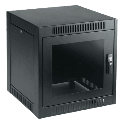 Gabinete SOHO para Oficinas Pequeñas y Home Office, 700 x 600 x 900 mm, Acero Negro, 11U, Ruedas, Sistema de Enfriamiento Pasivo, Puertas con Cerradura, Paneles Laterales Extraíbles