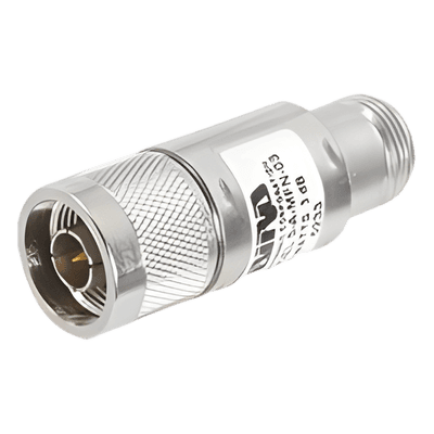Atenuador en Línea de 3 dB, 5 Watt Máximo, CD-4 GHz, Conectores N Macho-Hembra.