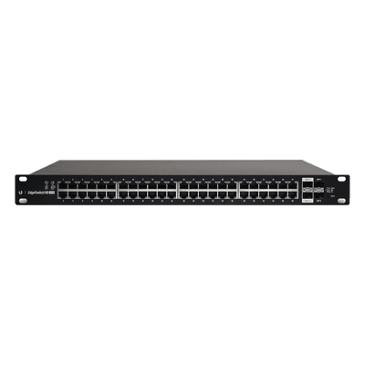 EdgeMAX Switch Administrable 48 Puertos Gigabit, PoE+/Pasivo 24V, 2 SFP, 2 SFP+ 10G, 500W