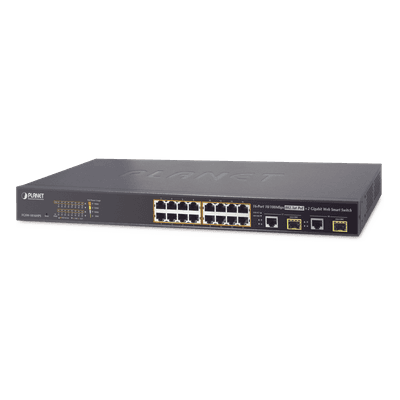 Switch Administrable L2 de 16 Puertos PoE+ y 2 Puertos Compartidos Gigabit TP/SFP
