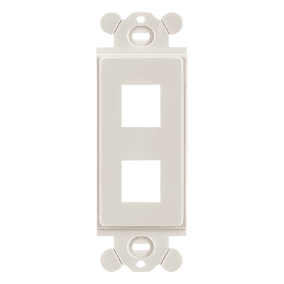 Marco de Módulo Dúplex, Para Placas Frontales Estándar GFCI, Acepta 2 Módulos Keystone, Color Blanco Mate