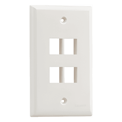 Placa de Pared Vertical, Salida Para 4 Puertos Keystone, Color Marfil