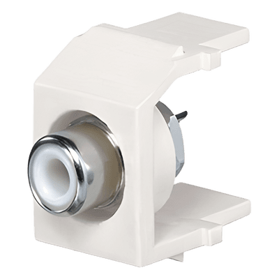 Conector RCA Tipo Keystone, con RCA para Soldar Color Blanco y Módulo Blanco