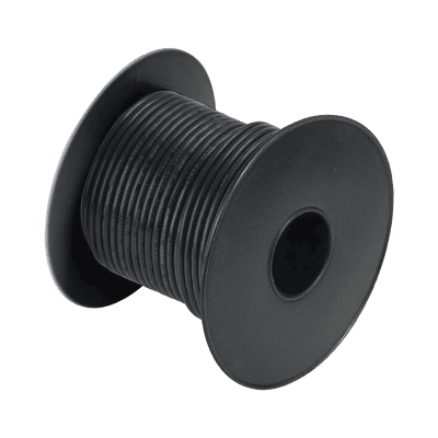 Rollo de cable grado marino calibre 12 en color negro de 100 pies (30.48 m).