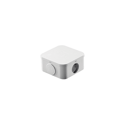 Caja Estanca de PVC Para Derivación y Conexión, 4 Entradas, Tapa a Presión, 100x106x53 mm (Área interna), Uso Exterior IP55, Material que no Propaga el Fuego, (línea Quadrix)