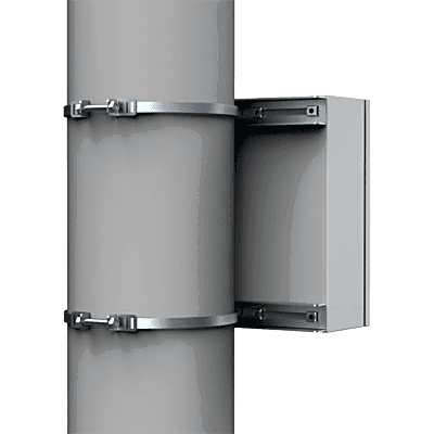 Kit de Fijación para Postes / Enclosure Pole Fixation / Acero Galvanizado / Carga Máxima 900 N / Diámetro Poste 80-250 mm (3.15-9.84 in) / 2 Perfiles + Accesorios
