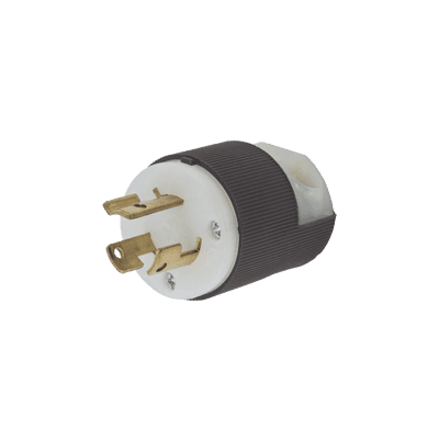 Clavija Industrial con Bloqueo de Media Vuelta / 15 A 250 V CA / 2 Polos 3 Hilos / Color Blanco y Negro / Nema L6-15P.
