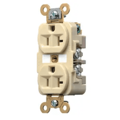 Contacto Dúplex 20 A 125 V / 2 Polos 3 Hilos / Color Marfil /Nema 5-20R /Grado Industrial.