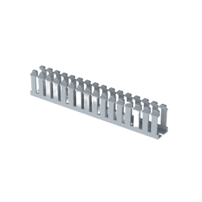 Canaleta Ranurada de PVC sinTapa, Tipo F, 23.6 mm de Ancho, 39.9 mm de Alto y 1.8 m de Largo, Color Gris