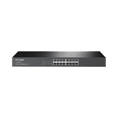 Switch no administrable de 16 puertos 10/100 Mbps para montaje en rack