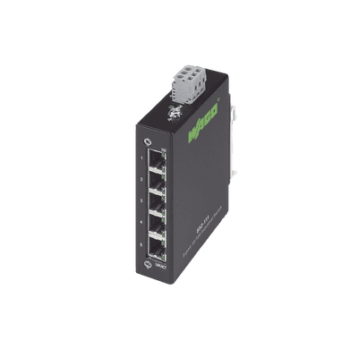 Switch Industrial ECO / 5 Puertos Gigabit 1000Base-T / Autonegotiation 10/100/1000 Mbps / Auto-MDI/MDI-X / Tabla MAC 8000 Direcciones / Montaje Riel DIN / IP30 / -40°C a +70°C