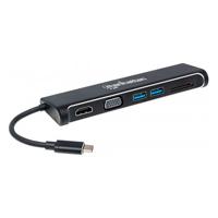 Docking, Manhattan,152631,4-1, USB-C a HDMI VGA 2 USB 3.1 lector tarjetas SD M-H