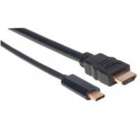 Cable USB, Manhattan,152235, -C a HDMI M 1.0M 4K@30Hz, negro