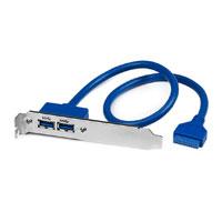 Bracket de 2 puertos USB 3.0 superspeed con conexin a tarjeta madre - 2X USB 3.0 a hembra - IDC 20 pines hembra - StarTech.com mod. USB3SPLATE