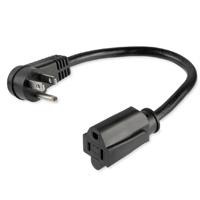 Cable de alimentacin de 0.3M - Extension de alimentacion, acodado en angulo recto NEMA 5-15p a NEMA 5-15R, 13A 125V, 16AWG, UL - StarTech.com mod. PAC101R1