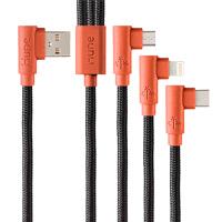 Cable 3 en 1 microusb / Tipo C/lightning Hune hiedra sustentable trenzado 90ª 1.2M compatible con iPhone (corteza)