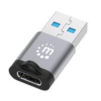 Adaptador, Manhattan,356305, USB-C V3.2 GEN1, AM-CH, 5GBPS 3A, aluminio gris espacial / Negro