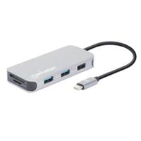 Docking USB, Manhattan,130615, -C 8 ptos, HDMI, USB-C PD/2XUSBV3.2 / USBV2.0, red, SD/micro SDD