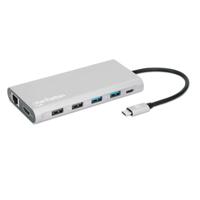 Docking USB, Manhattan,130660, -C 12 ptos, HDMIX3, USB-C PD/USB-C / 2XUSBV3.2/2XUSBV2.0, red/SD/micro SD
