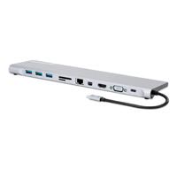 Docking USB, Manhattan,130578, -C 11 ptos, HDMI / Mini DP/VGA, USB-C PD/3XUSBV3.2, red / Audio/SD/micro SD