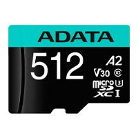 Memoria Adata micro sdxc / Sdhc 512GB UHS-I 100MB / 85MB clase 10 V30 A2 C/adaptador AUSDX512GUI3V30SA2-RA1