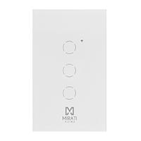 Apagador inteligente de pared Mirati de 3 apagadores touch Wi-Fi 2.4Hz Bluetooth / Compatible con Android e iOS / Funciona con alexa y asistente de Google