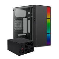 Gabinete Acteck fusion II GI440 / Micro torre / Micro ATX, mini ITX / Fuente 500W / Iluminacion RGB / Panel acrilico, metal / Negro / AC-935753